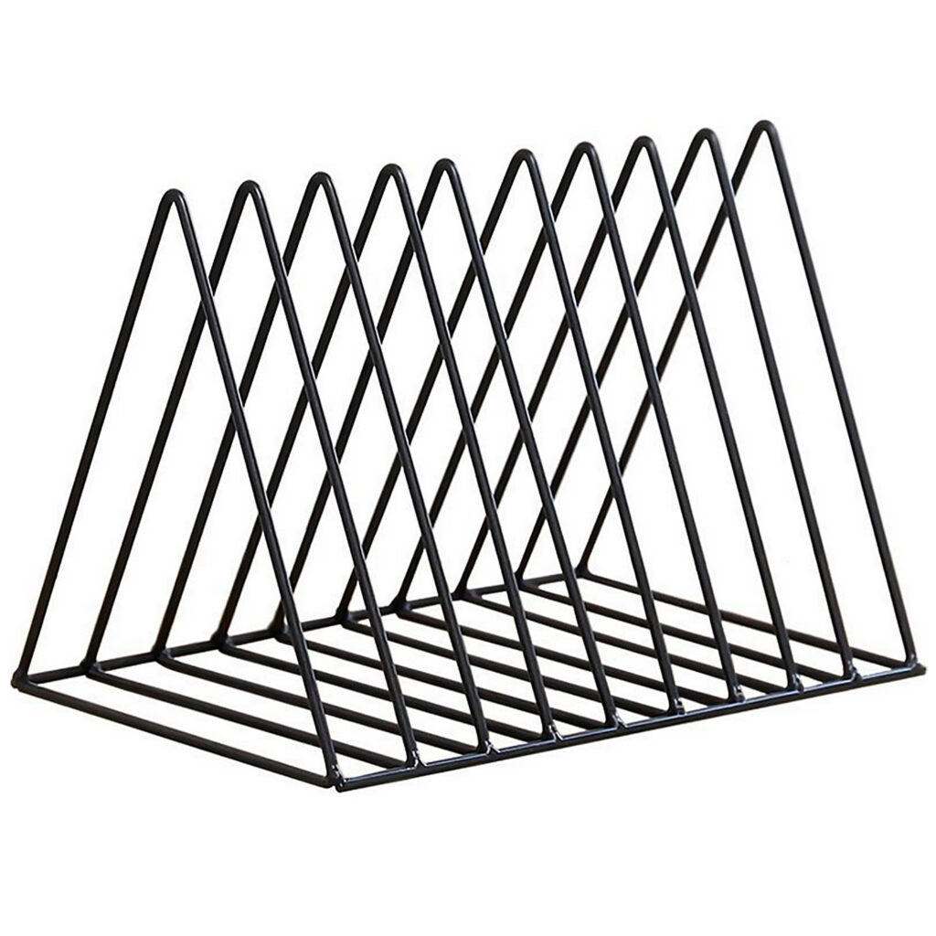 Geometric Metal Magazine Rack — Black