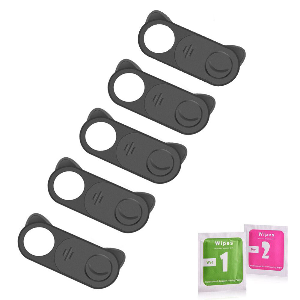 Sliding Webcam Covers — Black, Pack of 5