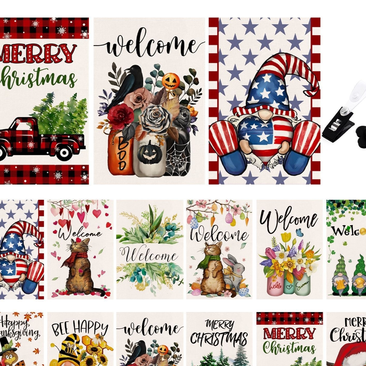 Seasonal Garden Flags — 12-Piece Set